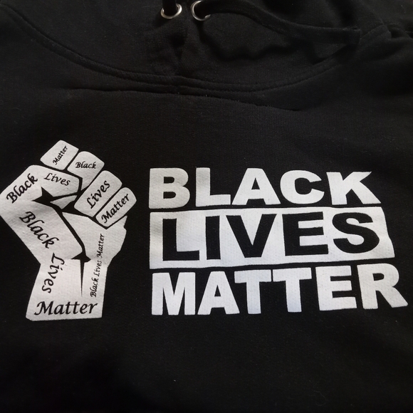 GemRock Fleece Skater Hoodie BLM PullOver M XL Streetwear Black White Grunge - Picture 5 of 10